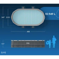 Basen stelażowy ogrodowy Bestway owalny 488x305x107cm zestaw 18w1