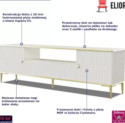 Beżowa szafka rtv z lamelami na froncie - Avro