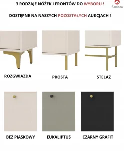 BEŻOWA KOMODA 83 cm AVILA METALOWE ZŁOTE Nogi Uchwyty 2D2S