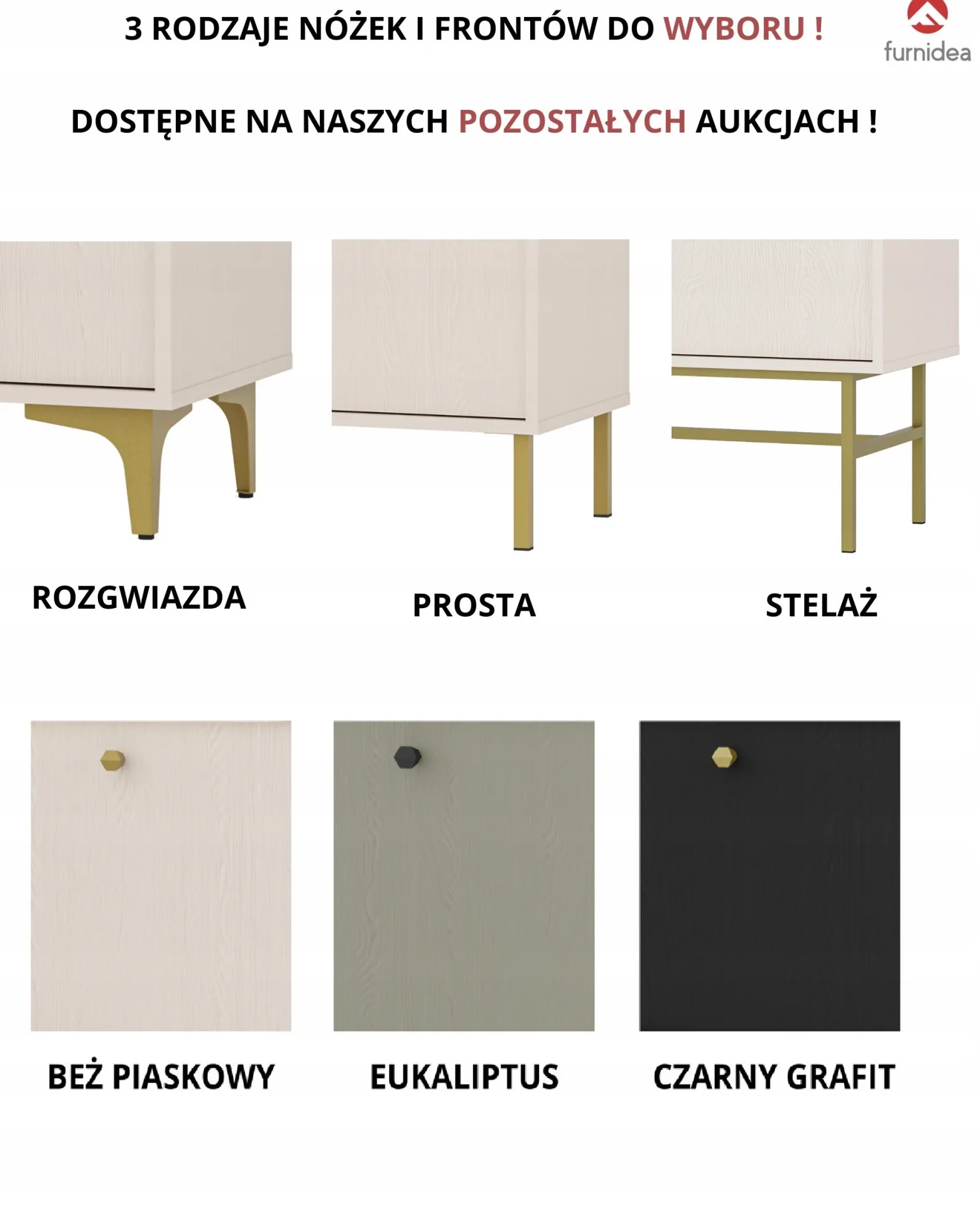BEŻOWA KOMODA 83 cm AVILA METALOWE ZŁOTE Nogi Uchwyty 2D2S