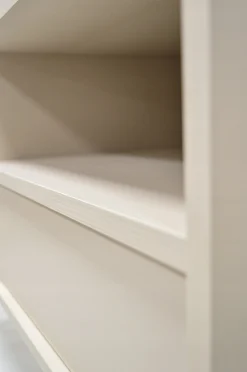 Beżowa SZAFKA RTV 180 cm AVILA Wisząca Złote Uchwyty METAL
