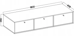 Beżowa SZAFKA RTV 180 cm AVILA Wisząca Złote Uchwyty METAL
