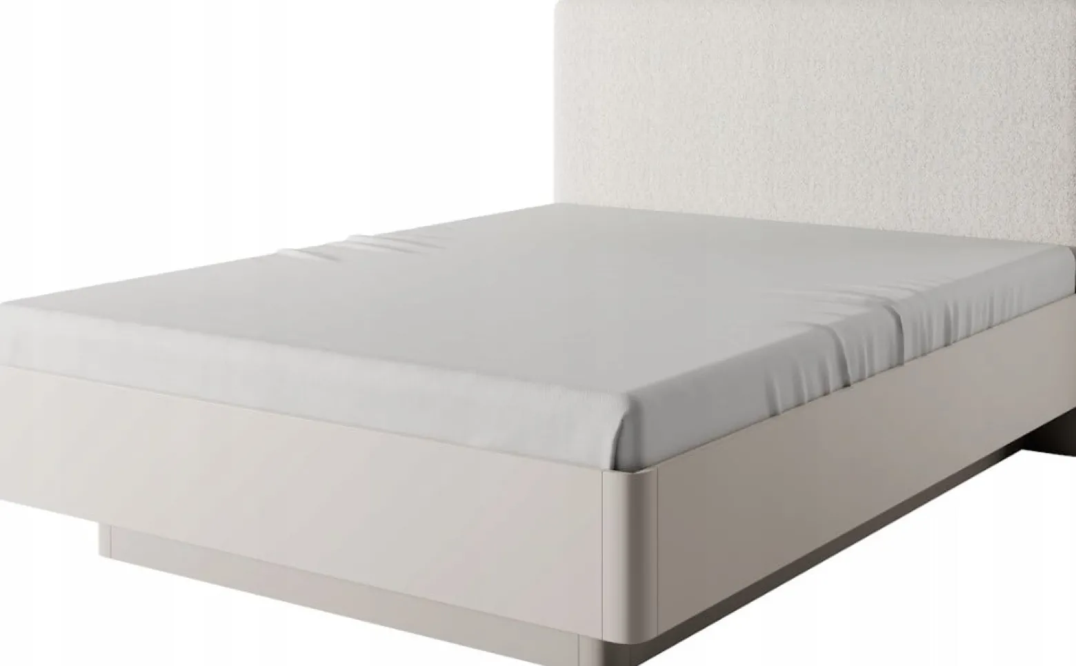 Beżowe łóżko LANTE 160x200 tapicerowane wezgłowie stelaż drewniany glamour