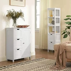Biała szafka łazienkowa z 3 szufladami i regulowaną półką 60x30x81 cm
