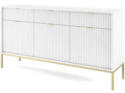 Biała komoda AMBER 154 cm z metalowymi nogami