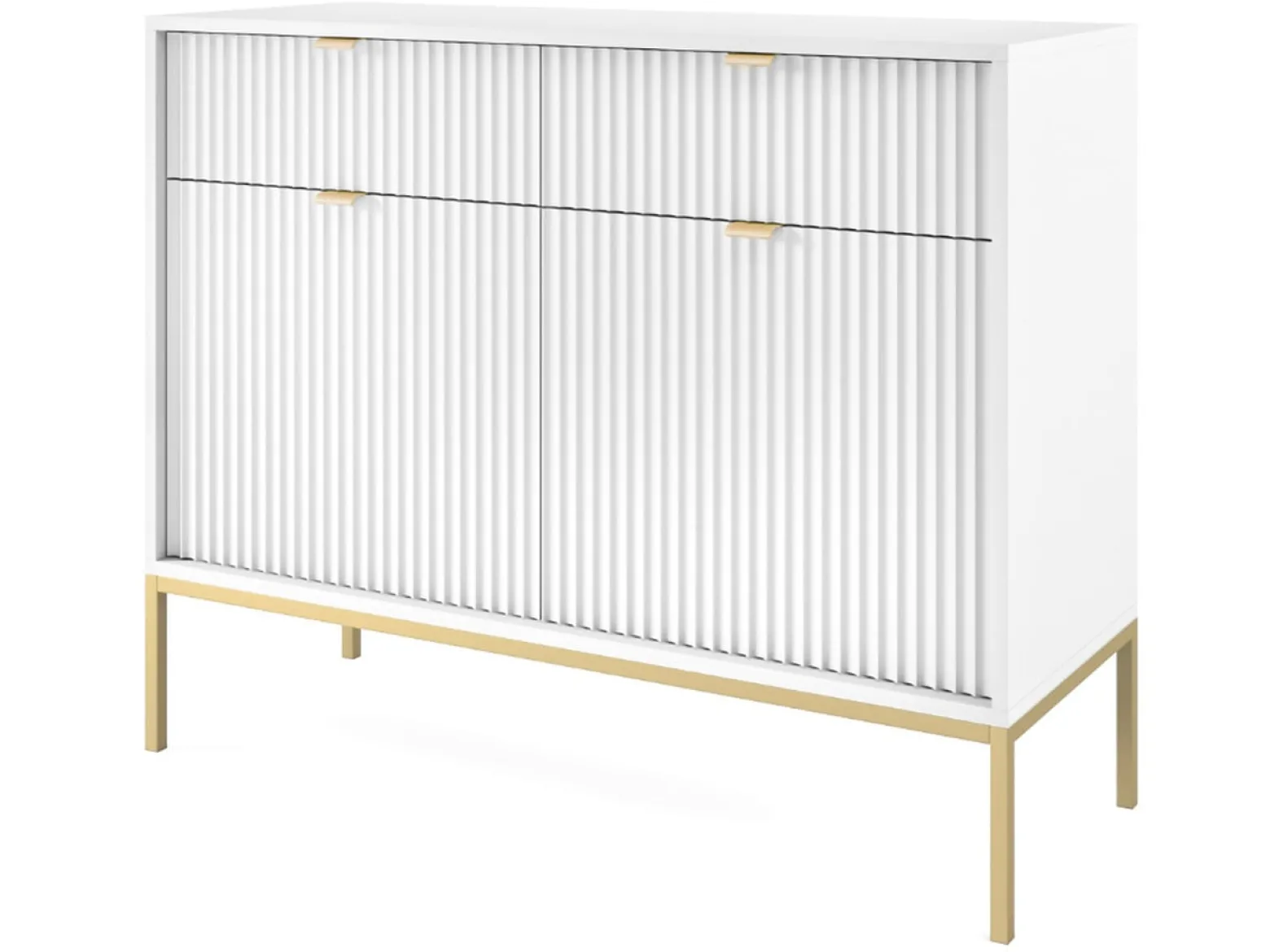 Biała komoda AMBER 104 cm z metalowymi nogami