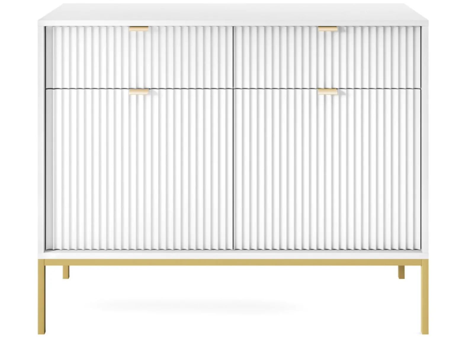 Biała komoda AMBER 104 cm z metalowymi nogami