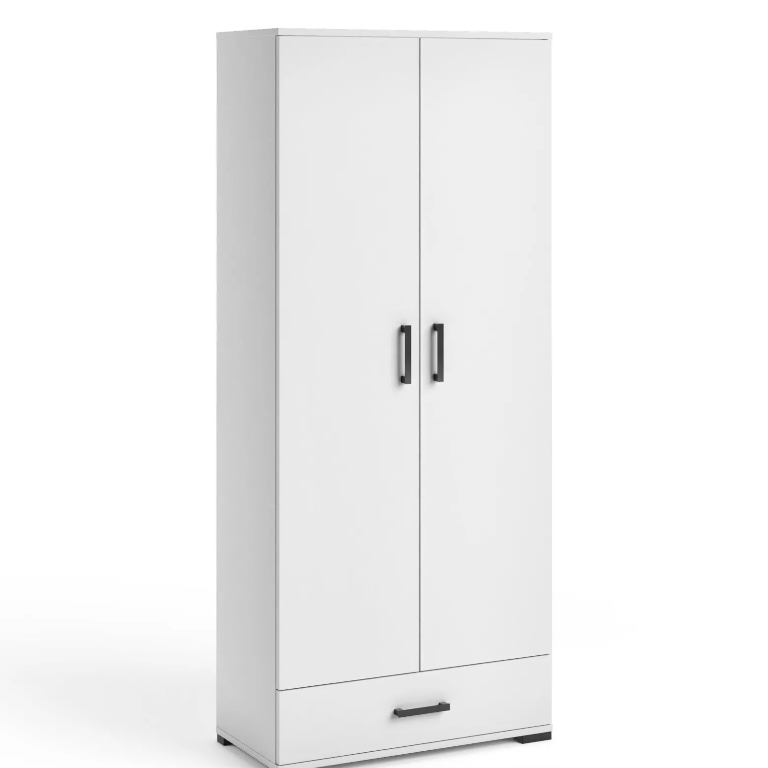 Biała szafa dwudrzwiowa 80 cm otwierana z półkami FIORA
