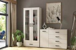 Biała szafa dwudrzwiowa 80 cm otwierana z półkami FIORA