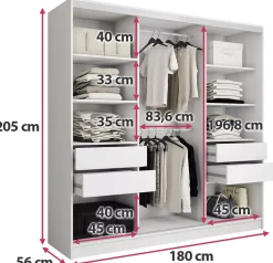 Biała szafa przesuwna 180 cm TOP