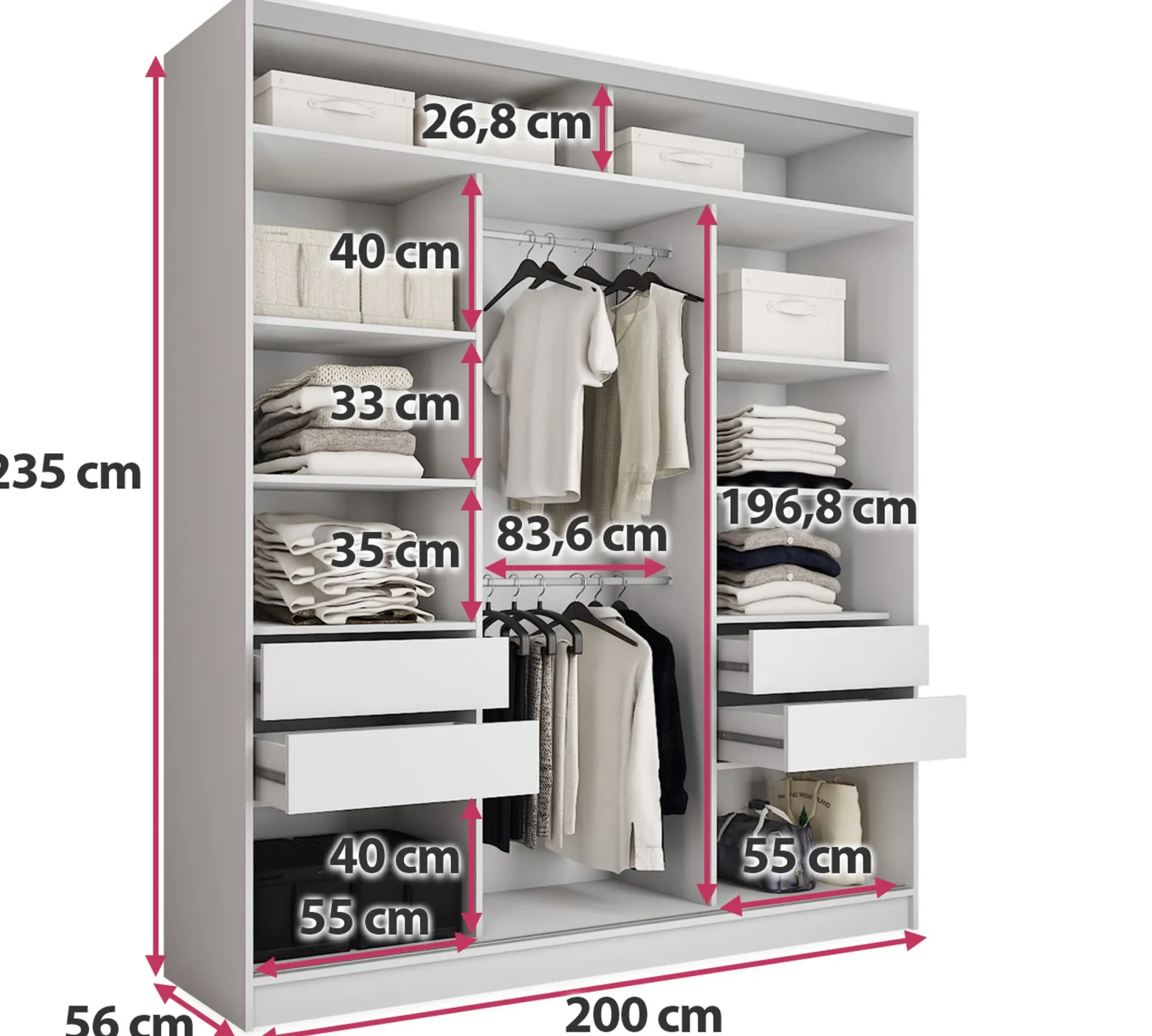 Biała szafa przesuwna 200 cm TOP MAX