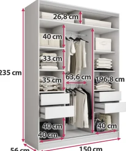 Biała szafa przesuwna 150 cm TOP MAX