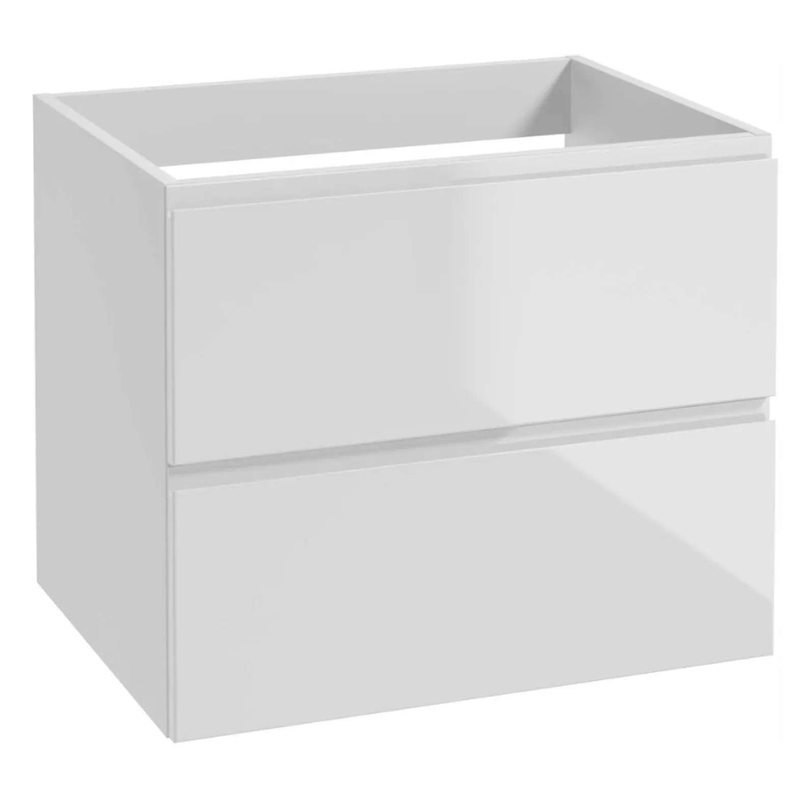Biała Szafka Łazienkowa Wisząca pod Blat 60 cm Front Połysk Szuflady