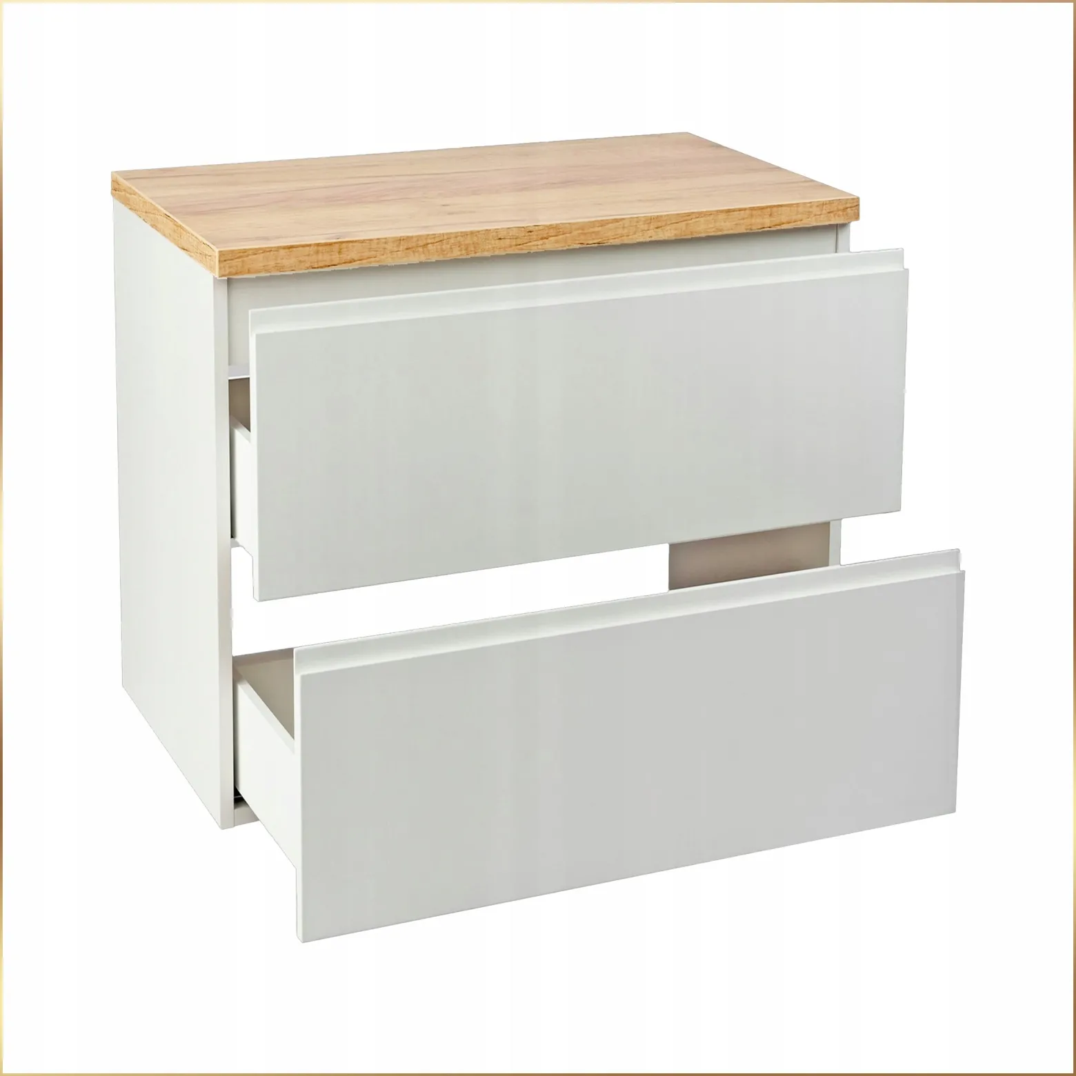 Biała Szafka Łazienkowa Wisząca pod Blat 60 cm Front Połysk Szuflady