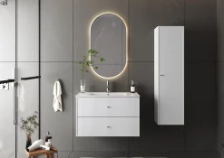 Biała Szafka do Łazienki Słupek Wysoki 1 Drzwi Marco
