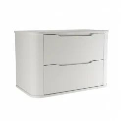 Biała Szafka pod Umywalkę z Blatem 80cm Zaokrąglone Boki i Blat Oval
