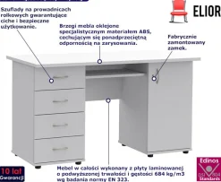 Białe biurko komputerowe z zamkiem - Zelo