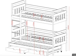Białe łóżko rozkładane z dodatkowym spaniem SEWERYN 80x160