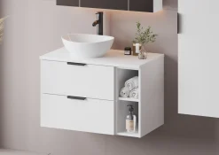 Biały Zestaw do Łazienki 80cm Szafka Regał Blat Pile