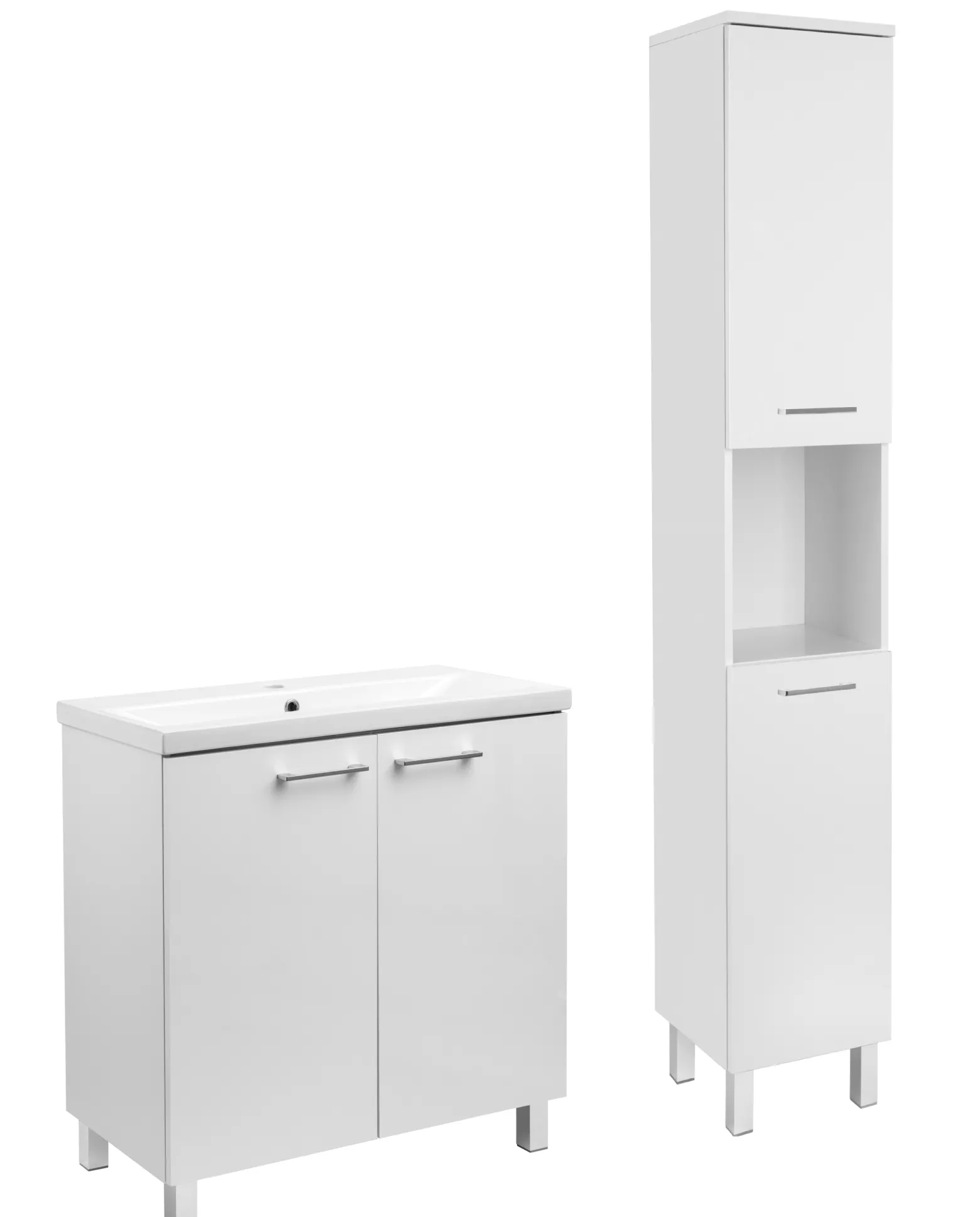 Biały Zestaw do Łazienki Stojący 80cm Szafka z Umywalką Słupek