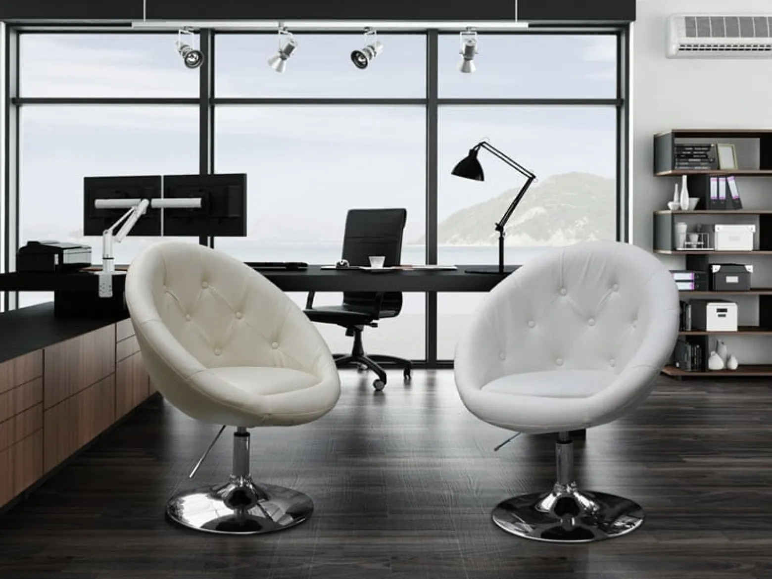 Biały Fotel Lounge 3 Z Ekoskóry Do Biura I Salonu
