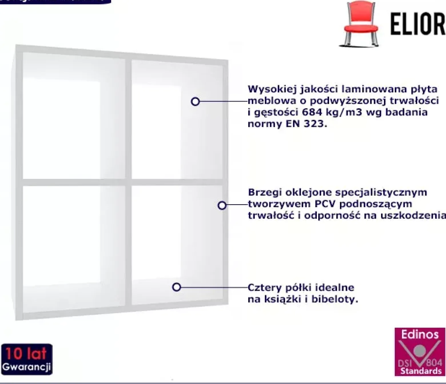 Biały otwarty niski regał na książki - Maska