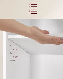 Biały regał na książki 6 półek 178 5 cm 60x24 cm regulowane półki matowy