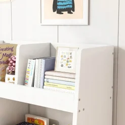 Biały regał na książki zabawki dla dzieci stojąca biblioteczka 60cm