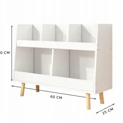Biały regał na książki zabawki dla dzieci stojąca biblioteczka 60cm