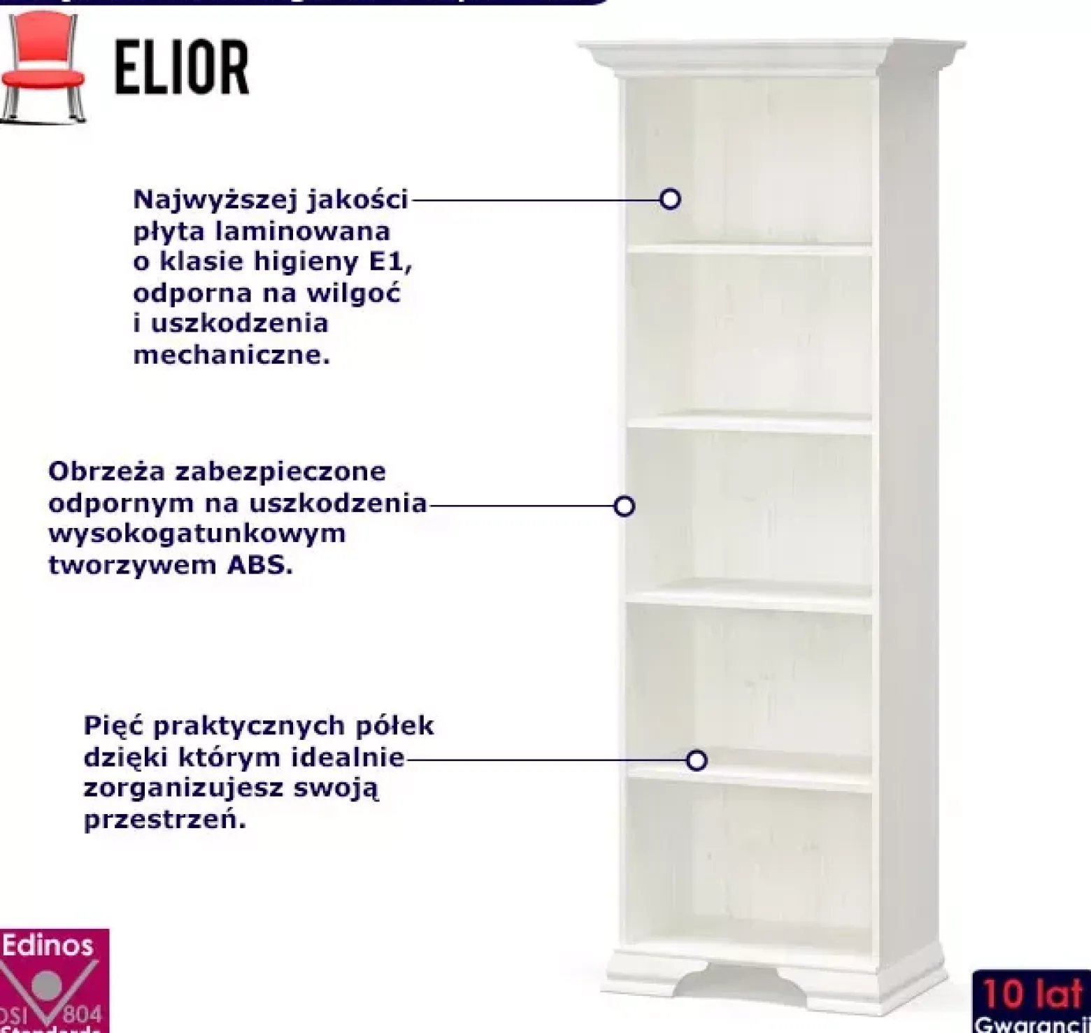 Biały regał otwarty w stylu klasycznym - Titica