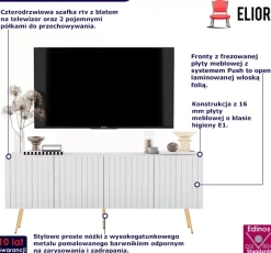 Biały stolik pod TV na złotych nóżkach - Lueno