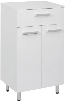 Biały Zestaw do Łazienki 55cm Szafka z Umywalką Słupek 50cm Komoda