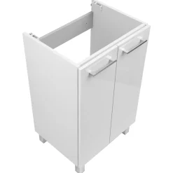 Biały Zestaw do Łazienki Stojący 50cm Szafka z Umywalką Słupek Lustro
