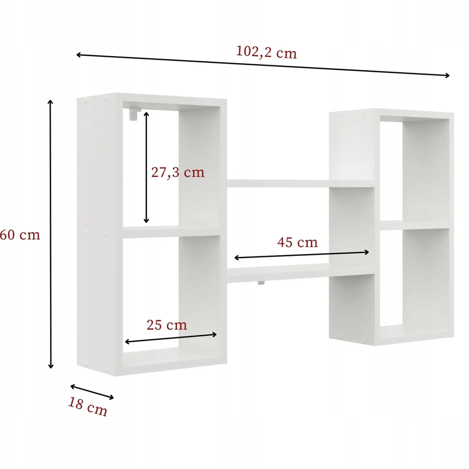 Biblioteczka na Książki Ścianę do Salonu Pokoju Dziecka Półka 100cm Szary