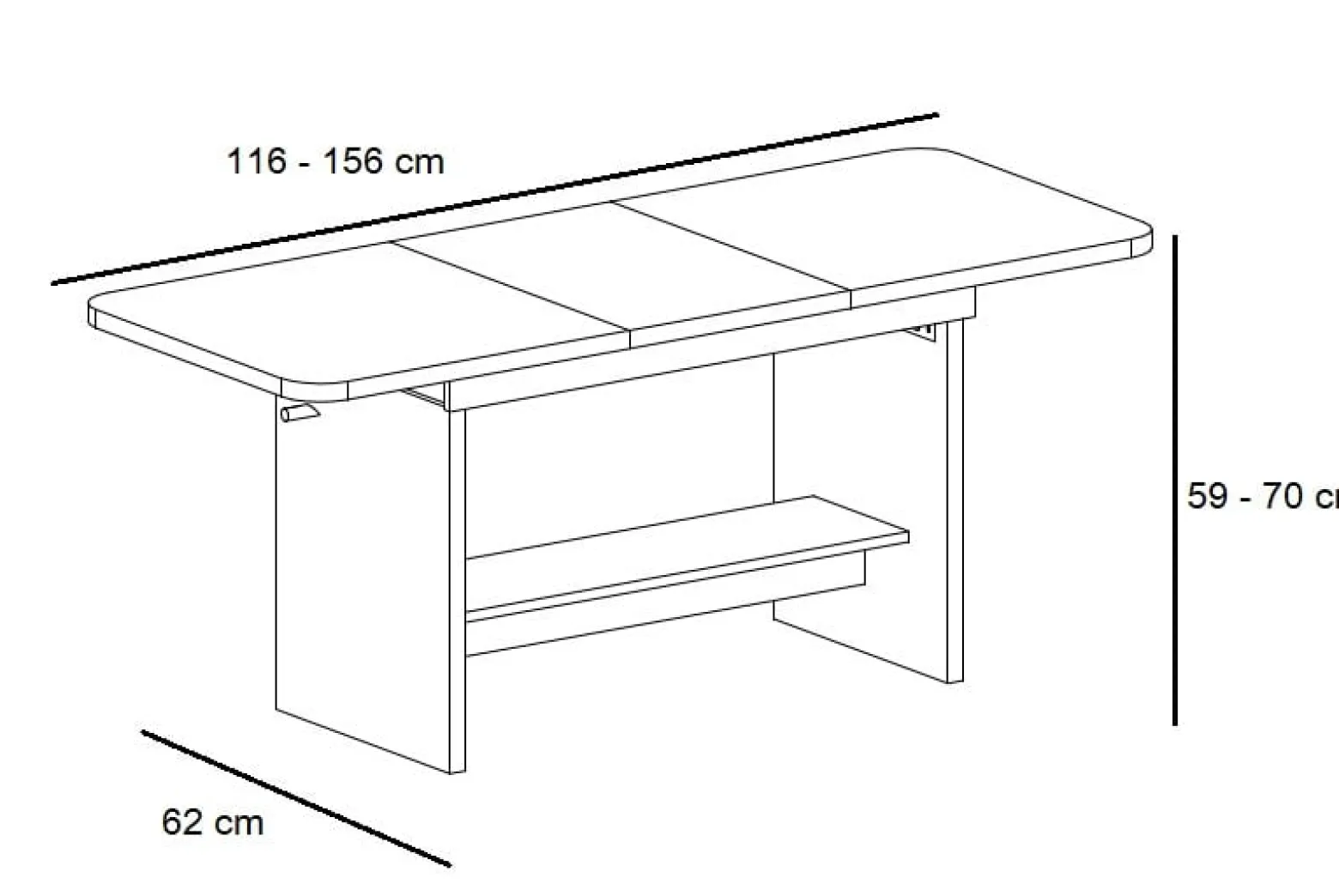 Biel Alpejska Ławostół 2 w 1 Rozkładany 116-156 cm