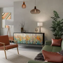 BIRCH KALEIDOSCOPE Komoda 3 drzwi Czarna-Bukowa skośna