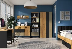Biurko BLINT 07 dąb craft złoty / czarny / stal premium