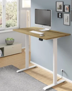 Biurko elektryczne BIMOTION 1S z regulacją 120x65x2,5 cm biały/dąb artisan