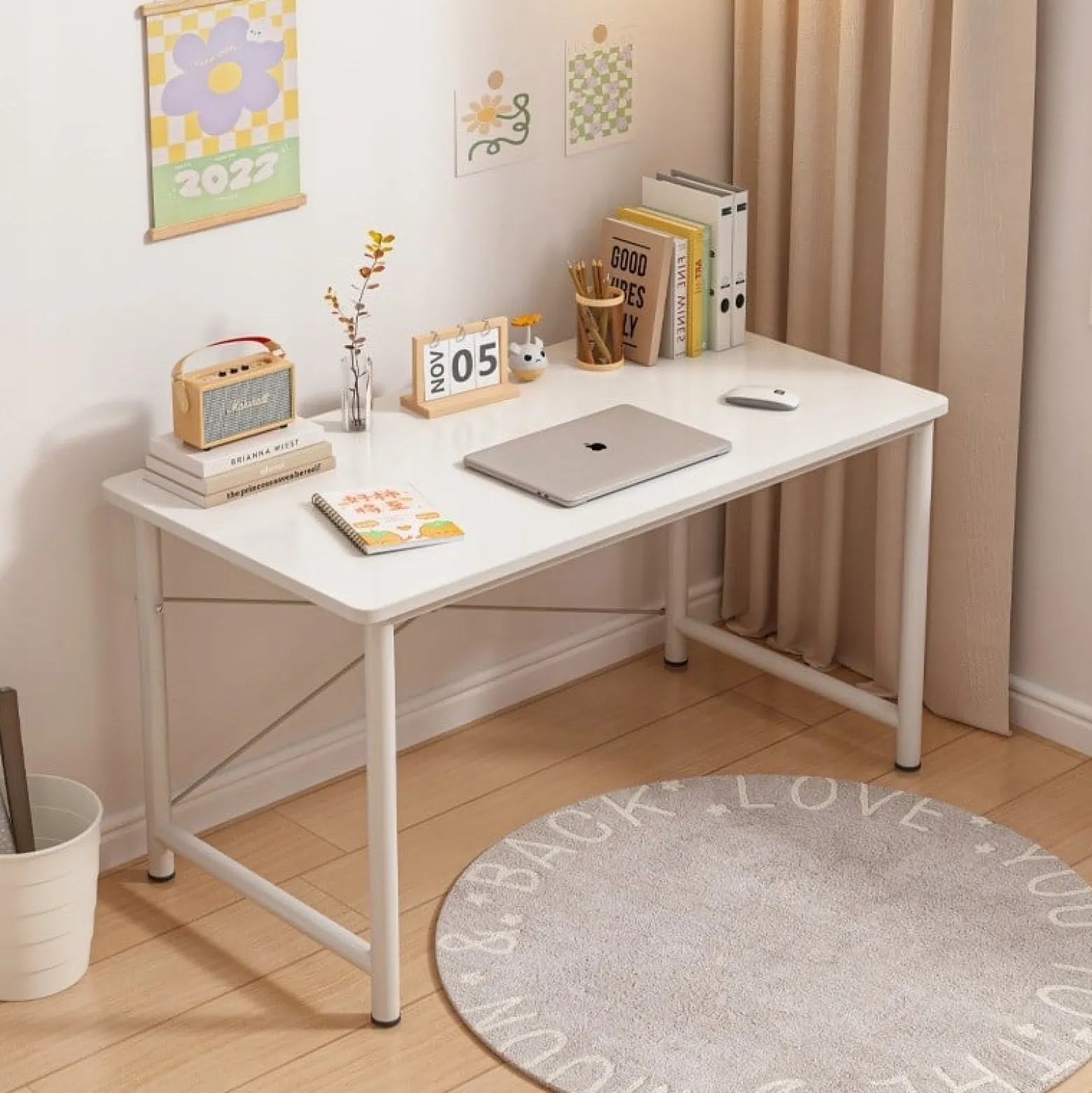 Biurko komputerowe młodzieżowe stolik białe nowoczesne loft duże 100 cm