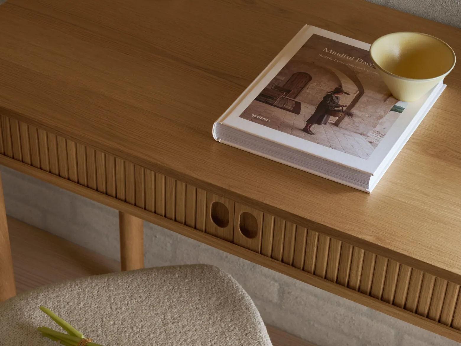 Biurko Ligna 100 cm z półką lamelowe, Oak lacquered