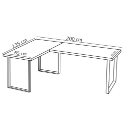 Biurko Narożne Vini Złoty Craft Lewostronne 18Mm Blenda Led