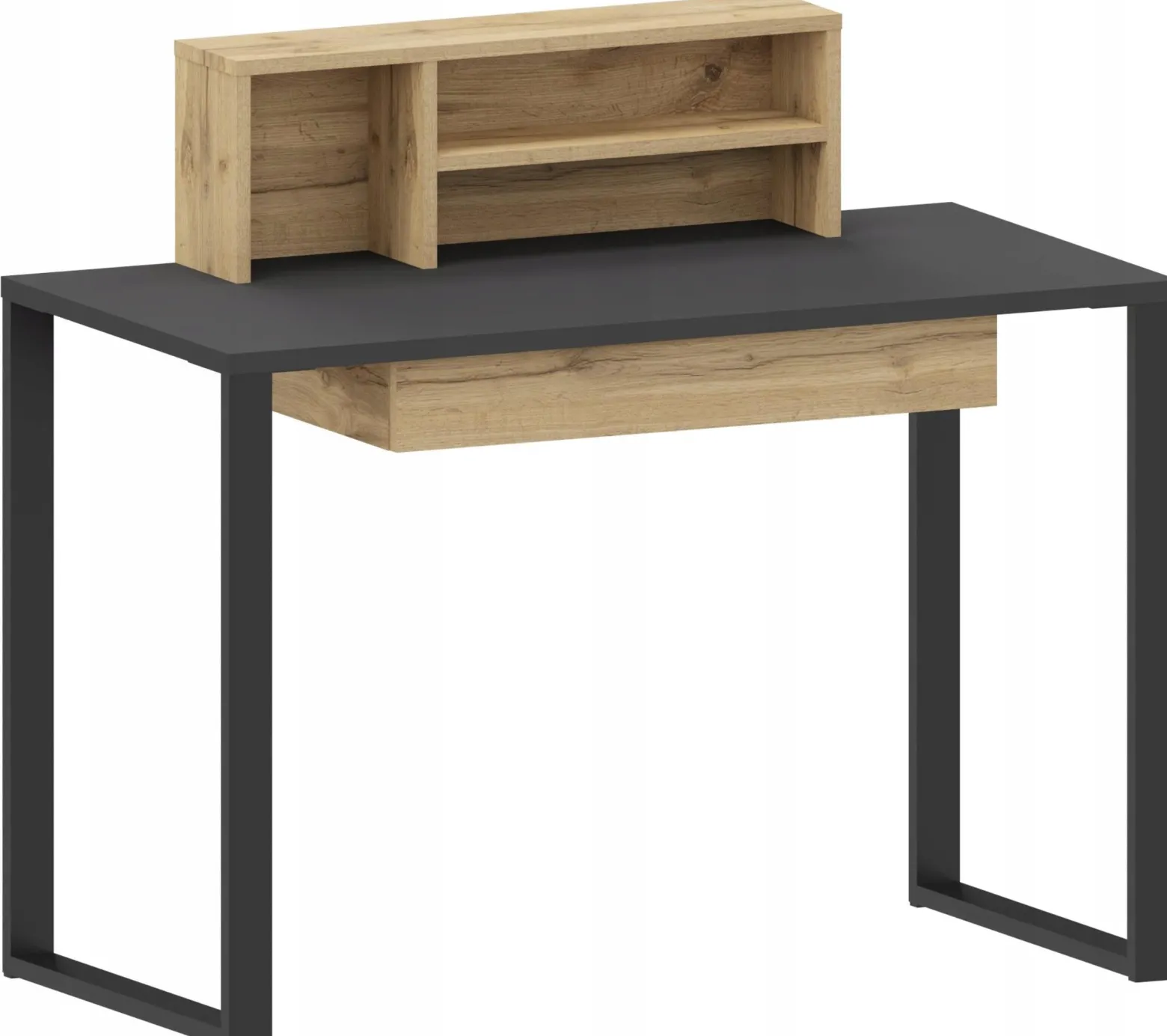 Biurko UNDIO dąb artisan-czarny z szufladą i półką UFC
