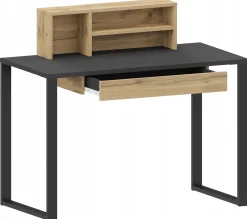 Biurko UNDIO dąb artisan-czarny z szufladą i półką UFC