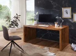 Biurko z Drewna Sheesham Ciemnobrązowe Stół do Home-Office Komputerowe