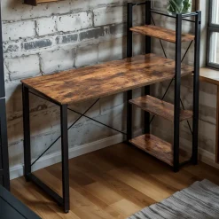 Biurko duże ciemny brąz z półkami vintage 120x60x120 VB6 Begryf