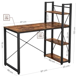 Biurko duże ciemny brąz z półkami vintage 120x60x120 VB6 Begryf