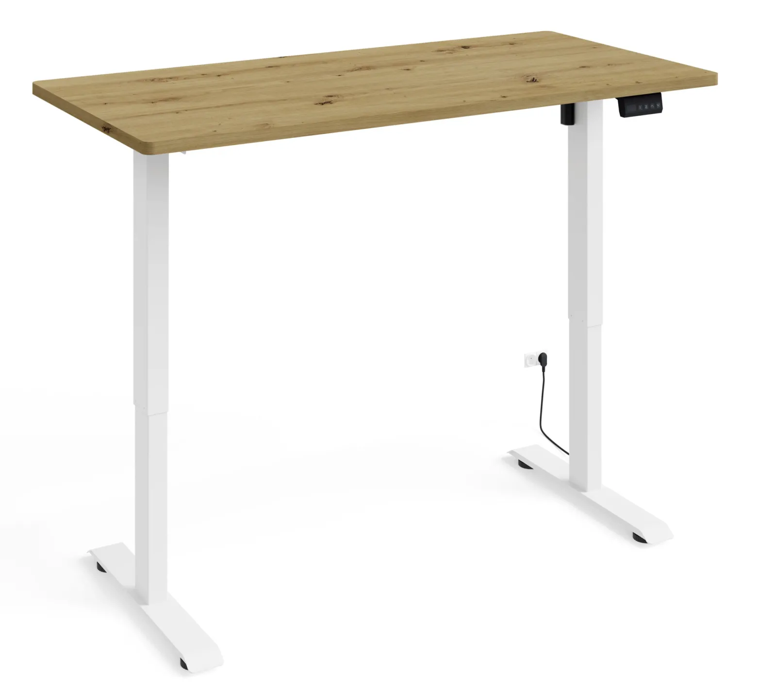 Biurko elektryczne BIMOTION 1S z regulacją 120x65x2,5 cm biały/dąb artisan