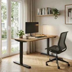 Biurko FLEXI 118cm regulowane podnoszone komputerowe - Dąb Artisan / Czarny