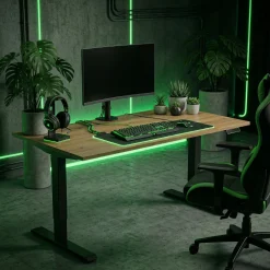 Biurko FLEXI 118cm regulowane podnoszone komputerowe - Dąb Artisan / Czarny