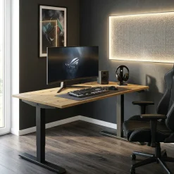 Biurko FLEXI 118cm regulowane podnoszone komputerowe - Dąb Artisan / Czarny
